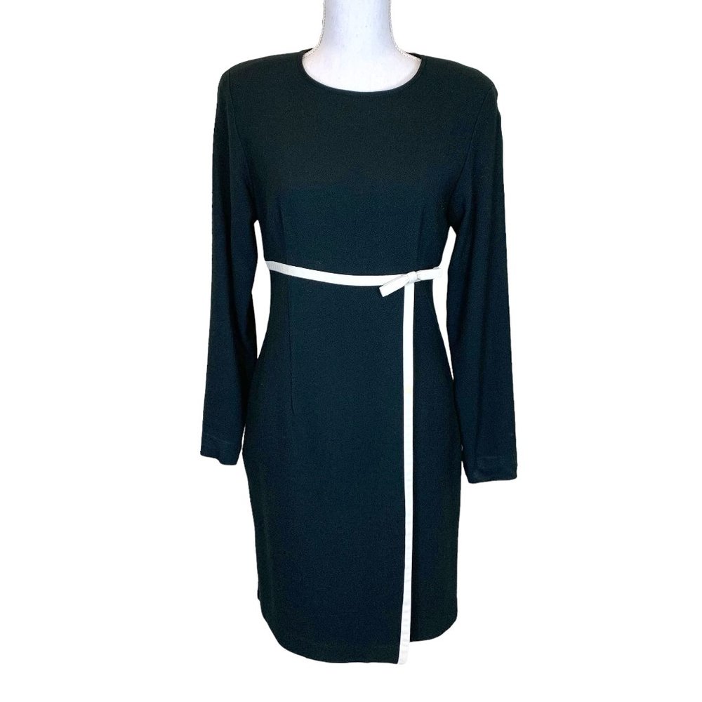 Blushe by Spiegel Black Dress Vintage Bow Detail Zip Lined Knee Length Size 4